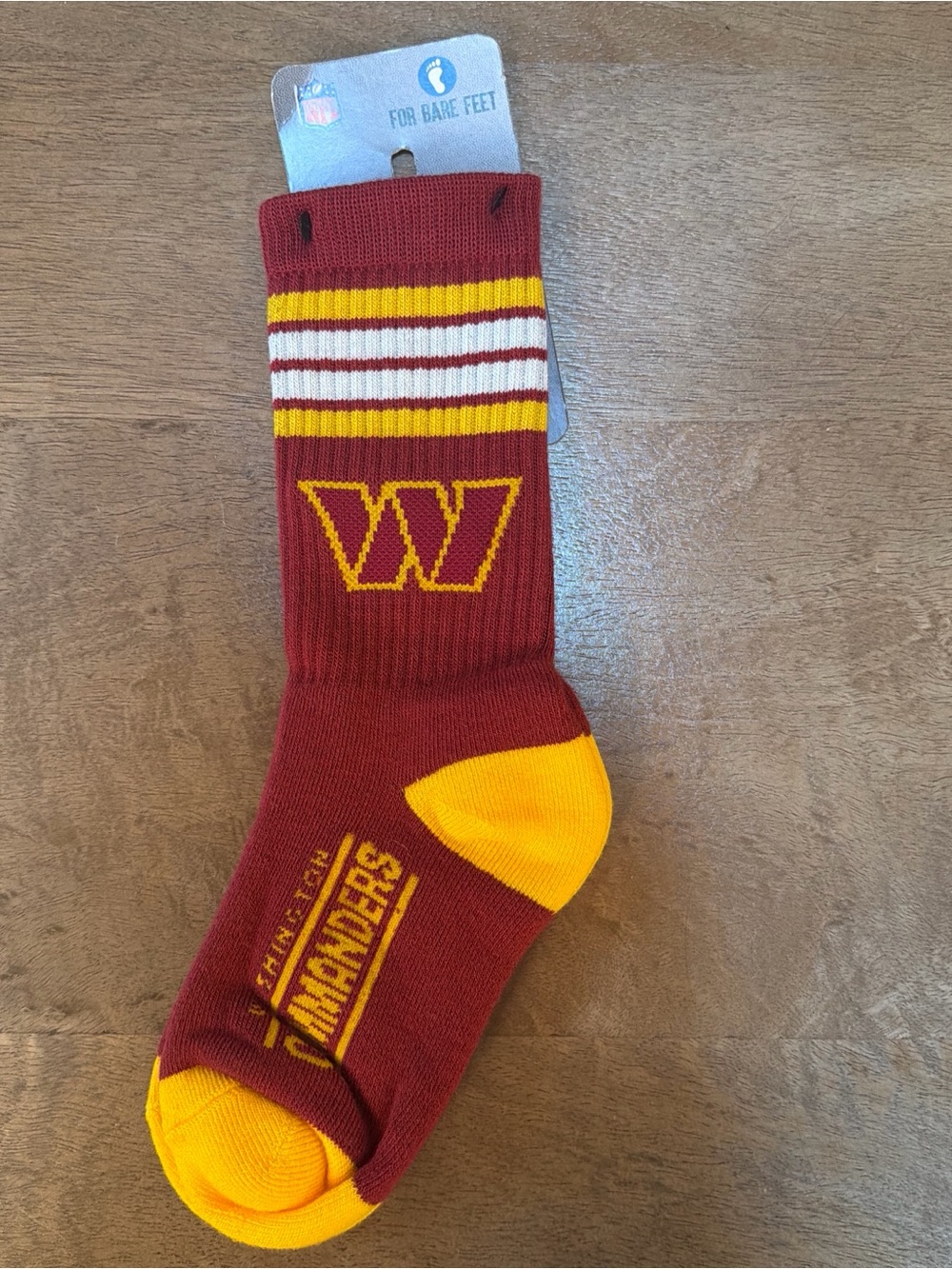 NFL Youth Maroon & Gold Crew Socks with 'W' Logo